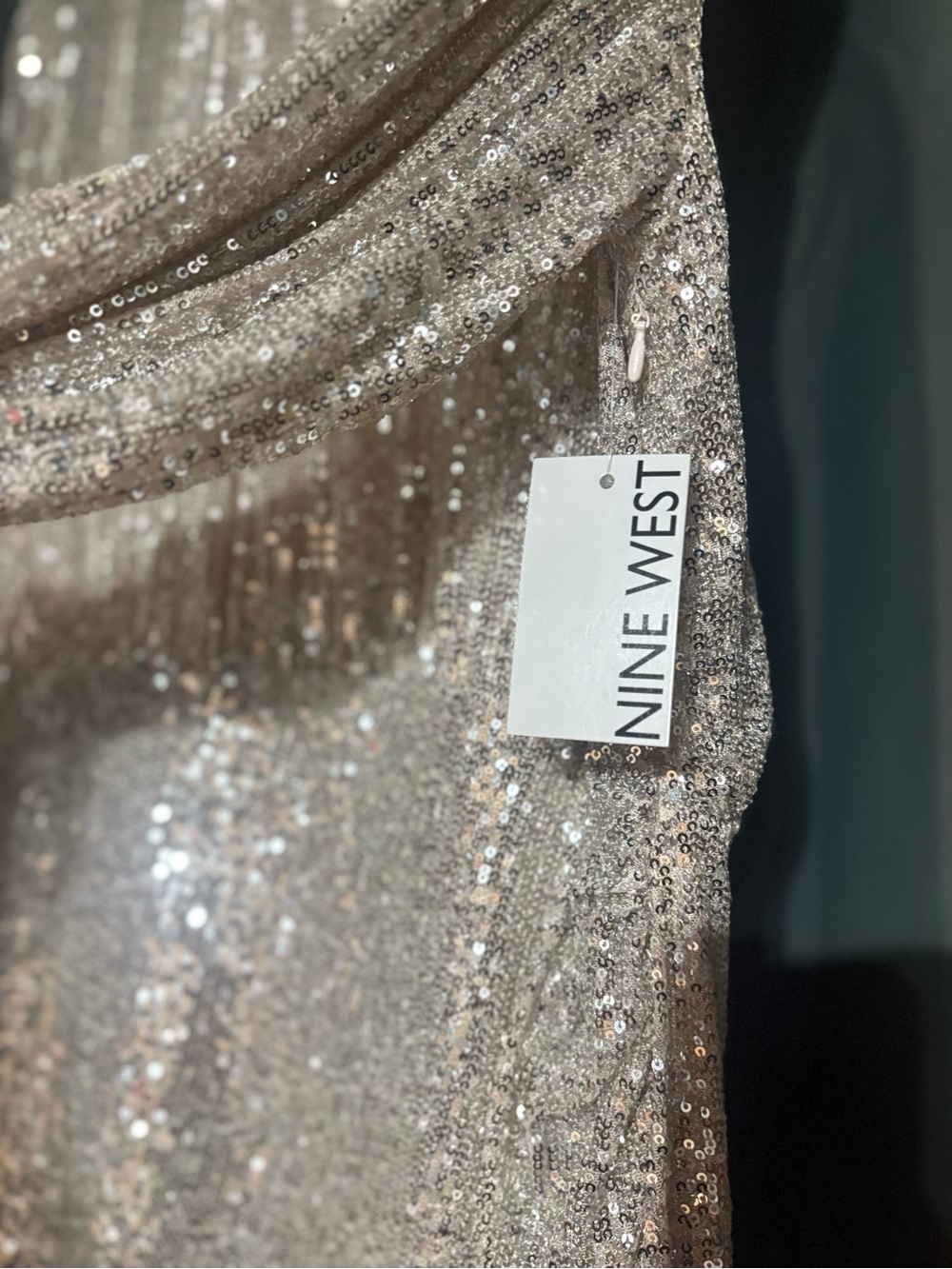 Kohl's Nine West Strapless Sequin Dress in Champagne Gold